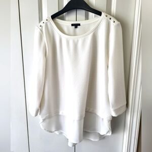 DYNAMITE Large White, 3/4 Sleeve Top With Sheer Bottom